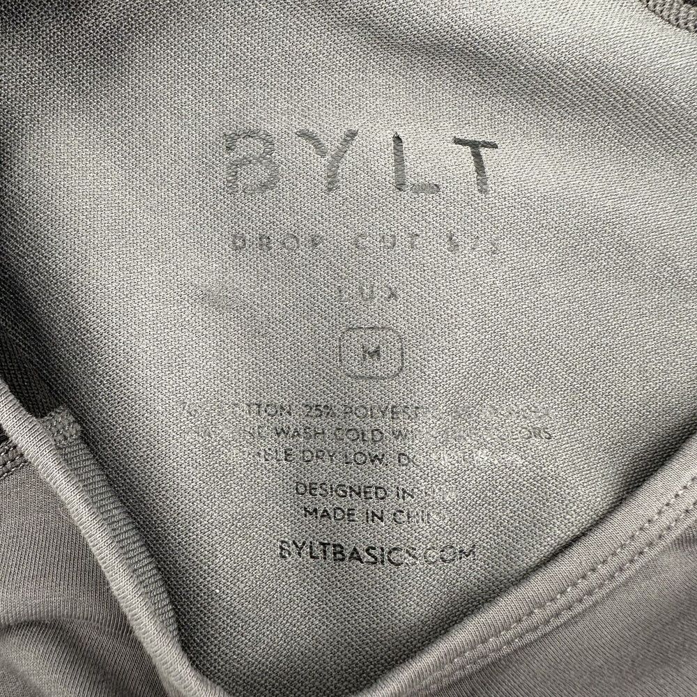 BYLT Shirt‎ Mens Medium Drop Cut Lux Short Sleeve Color Block Raglan Black Gray - Picture 5 of 10